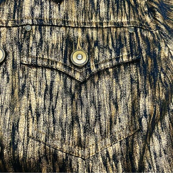 Reba Jacket Disco Gold Button Up Pockets Lightweight Sz M NWOT - Picture 10 of 12